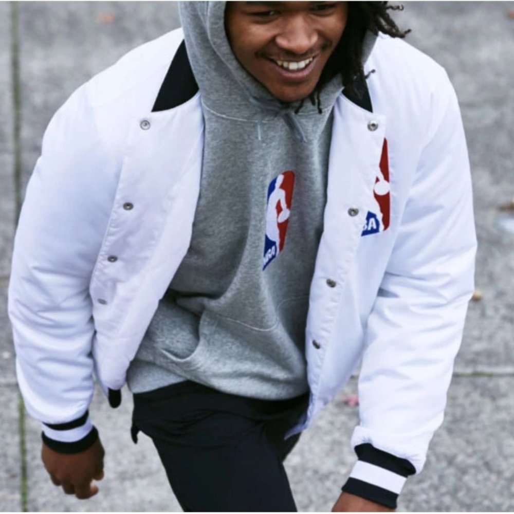 Nike SB x NBA Satin Bomber Jacket White